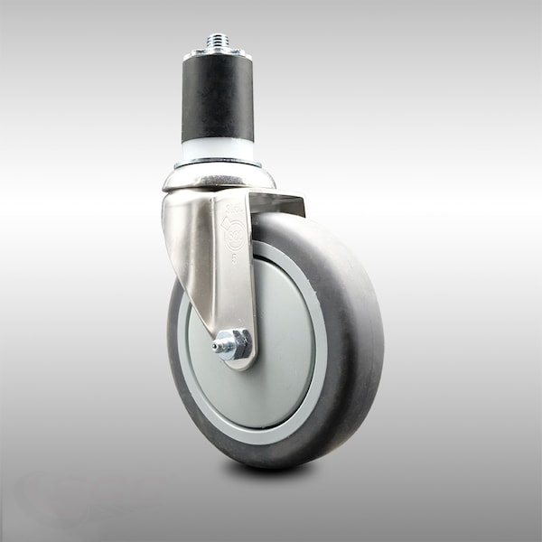 5 Inch 316SS Thermoplastic Rubber Wheel Swivel 1-3/4 Inch Expanding Stem Caster